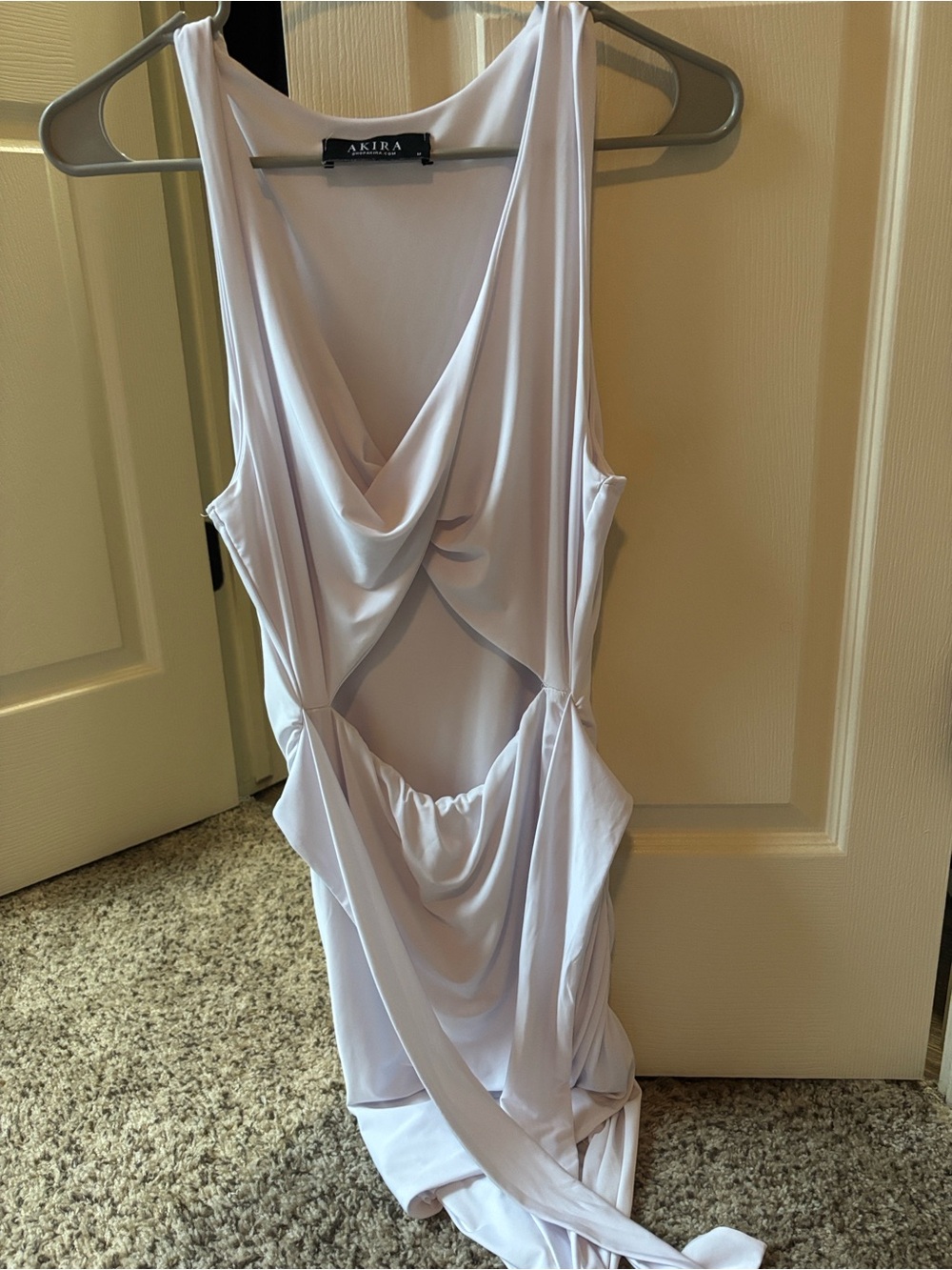 AKIRA White Draped Cutout Dress